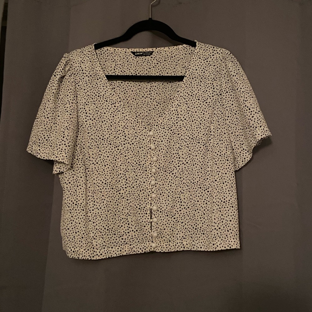 Black and white button up top